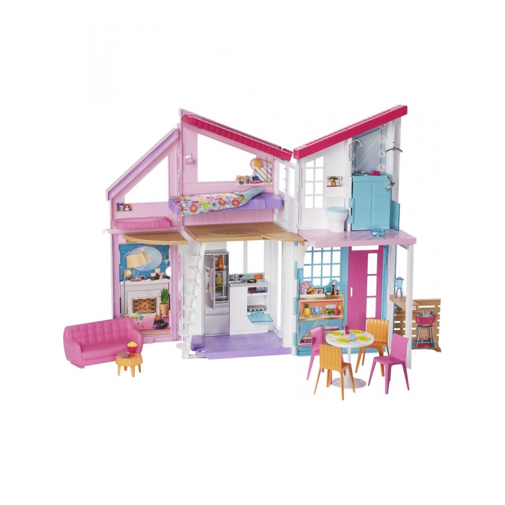 Barbie 'nin Malibu Evi, Dönüşüm Özellikli, 25'ten Fazla Parçalı ve 2 Katlı Bebek Evi FXG57