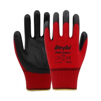 BEYBİ PN3 ZEBRA POLYESTER ÖRME NİTRİL ELDİVEN 288 adet 