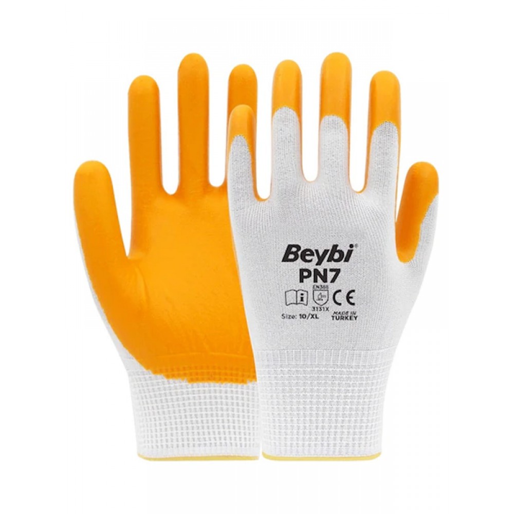 BEYBİ PN7 POLYESTER ÖRME NİTRİL ELDİVEN SARI (288 adet)