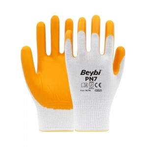 BEYBİ PN7 POLYESTER ÖRME NİTRİL ELDİVEN SARI (288 adet)