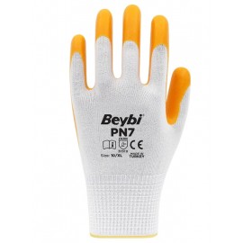 BEYBİ PN7 POLYESTER ÖRME NİTRİL ELDİVEN SARI (288 adet)