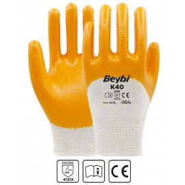 BEYBİ K40 NİTRİL KAPLI PAMUK VE POLYESTER ÖRGÜ ELDİVEN (288 adet)