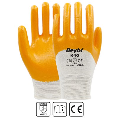 BEYBİ K40 NİTRİL KAPLI PAMUK VE POLYESTER ÖRGÜ ELDİVEN (288 adet)