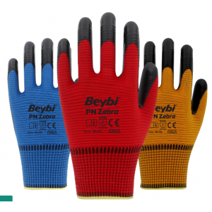 BEYBİ PN ZEBRA POLYESTER ÖRME NİTRİL ELDİVEN (288 adet)
