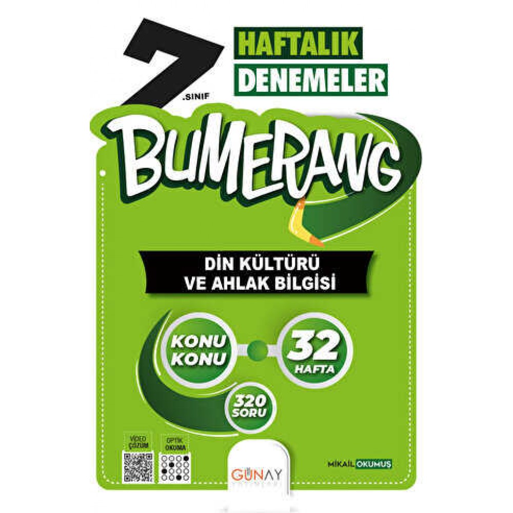 Günay Yayınları 7.SINIF Bumerang 32 Haftalık Din Kültürü ve Ahlak Bilgisi Denemeleri