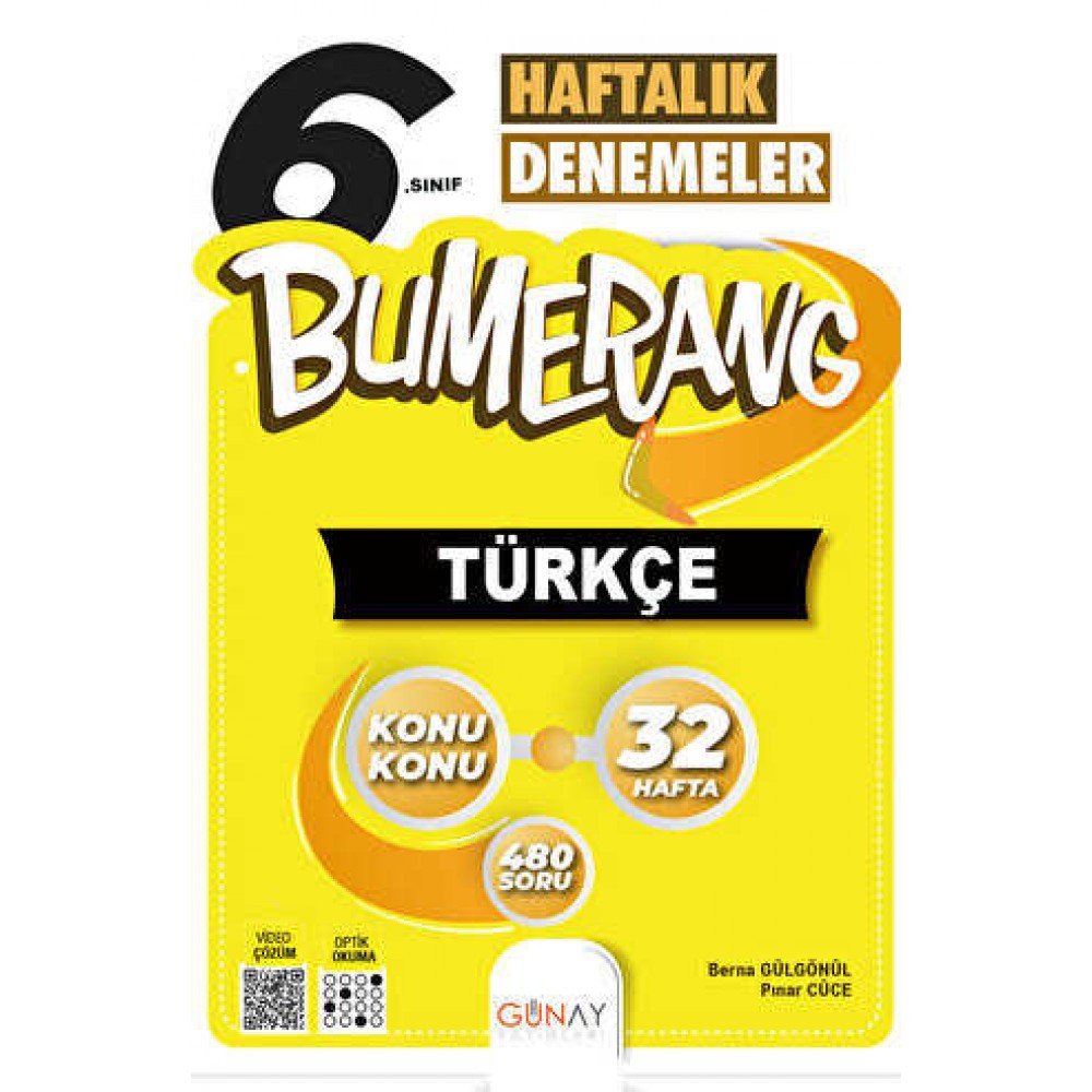 Günay yayınları 6. SINIF Bumerang 32 Haftalık Türkçe Denemeleri